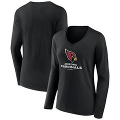 Arizona Cardinals Women's Logo Team Lockup Long Sleeve V-Neck T-Shirt | NFL Hot