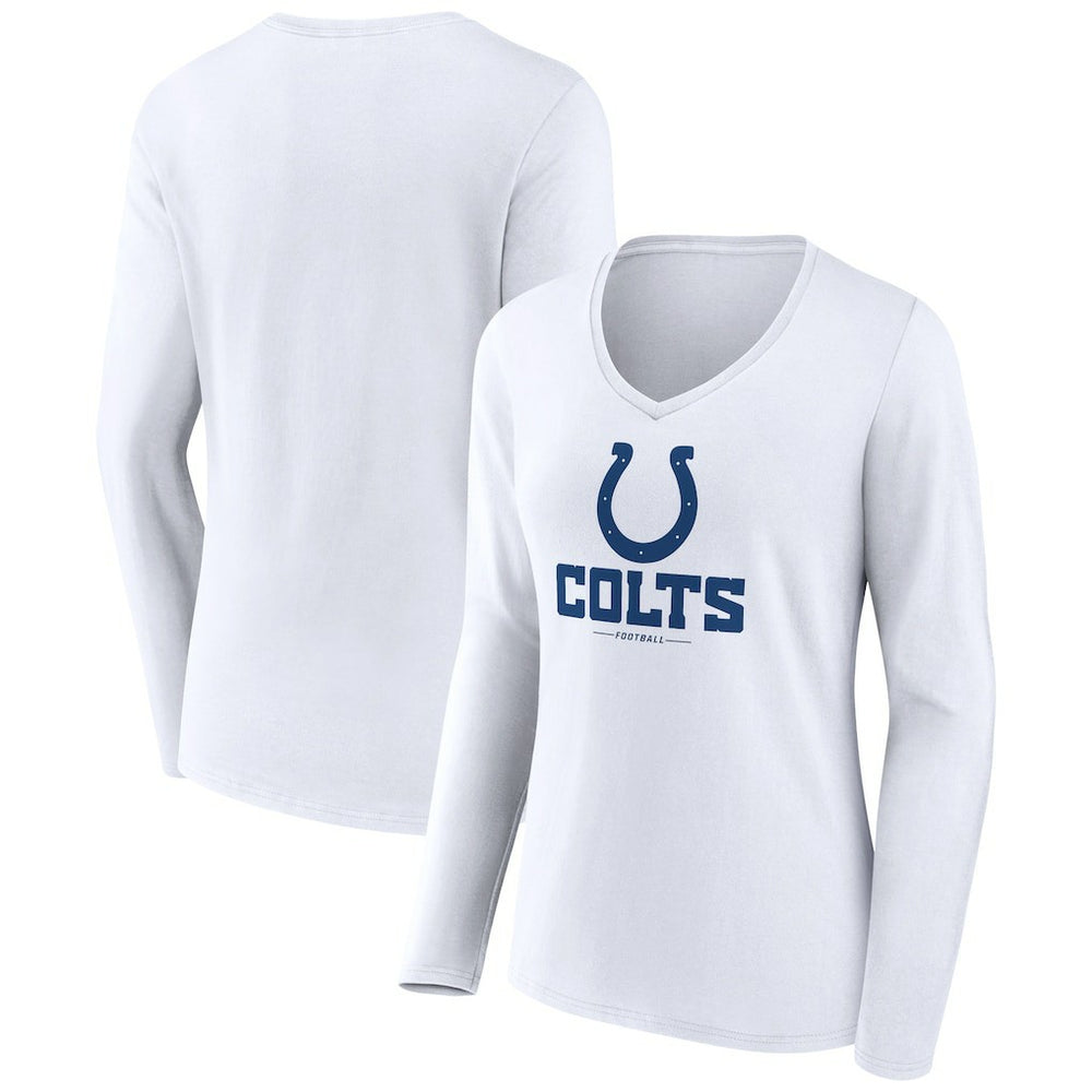 Indianapolis Colts Women's Logo Team Lockup Long Sleeve V-Neck T-Shirt | NFL Online