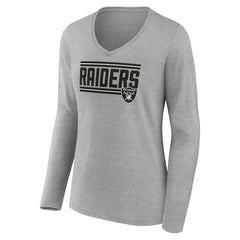 Las Vegas Raiders Women's On Side Stripe Long Sleeve V-Neck T-Shirt | NFL Outlet