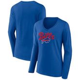 Buffalo Bills Women's Freehand Team Long Sleeve V-Neck T-Shirt | NFL New
