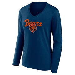 Chicago Bears Women's Freehand Team Long Sleeve V-Neck T-Shirt | NFL Online