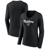 Las Vegas Raiders Women's Freehand Team Long Sleeve V-Neck T-Shirt | NFL Discount