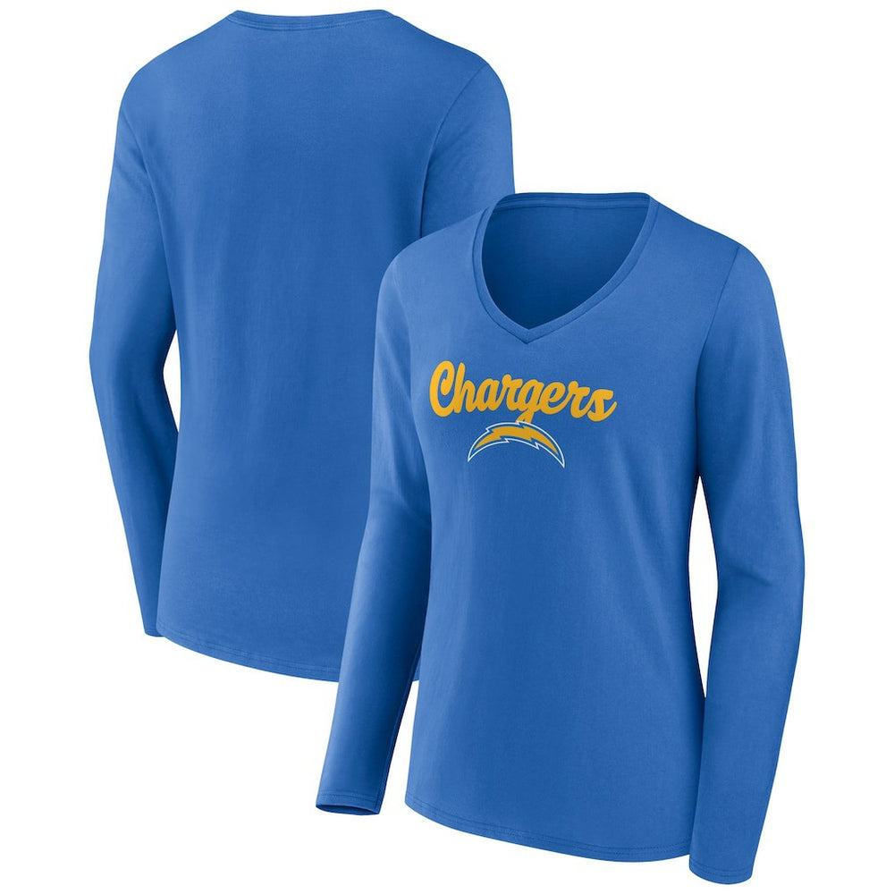 Los Angeles Chargers Women's Freehand Team Long Sleeve V-Neck T-Shirt | NFL Discount