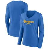 Los Angeles Chargers Women's Freehand Team Long Sleeve V-Neck T-Shirt | NFL Discount