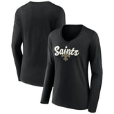 New Orleans Saints Women's Freehand Team Long Sleeve V-Neck T-Shirt | NFL Near me