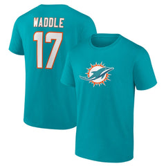 Miami Dolphins Jaylen Waddle Player Icon Name & Number T-Shirt | NFL Near me