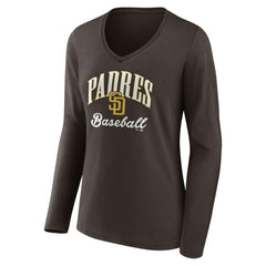 San Diego Padres Women's Victory Script Long Sleeve V-Neck T-Shirt - MLB T-shirts