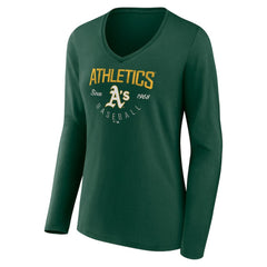 Athletics Women's Live For It Long Sleeve Long Sleeve V-Neck T-Shirt - MLB T-shirts
