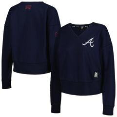 Atlanta Braves DKNY Sport Women's Lily V-Neck Pullover Sweatshirt - MLB Pullover