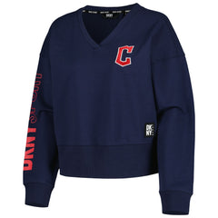 Cleveland Guardians DKNY Sport Women's Lily V-Neck Pullover Sweatshirt - MLB Pullover