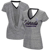 Colorado Rockies Touch Women's Halftime Back Wrap Top V-Neck T-Shirt - MLB T-shirts