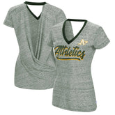 Athletics Touch Women's Halftime Back Wrap Top V-Neck T-Shirt - MLB T-shirts