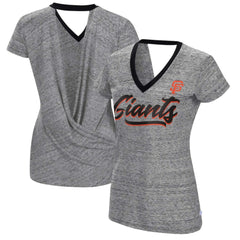 San Francisco Giants Touch Women's Halftime Back Wrap Top V-Neck T-Shirt - MLB T-shirts