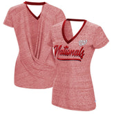 Washington Nationals Touch Women's Halftime Back Wrap Top V-Neck T-Shirt - MLB T-shirts