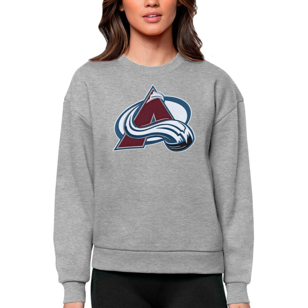 Colorado Avalanche Antigua Women's Team Logo Victory Crewneck Pullover Sweatshirt - NHL Sweatshirts