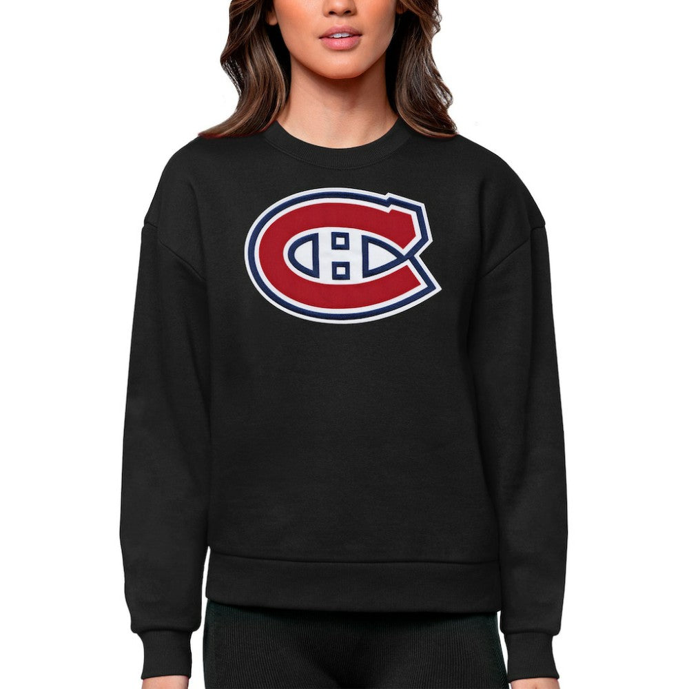 Montreal Canadiens Antigua Women's Team Logo Victory Crewneck Pullover Sweatshirt - NHL Sweatshirts