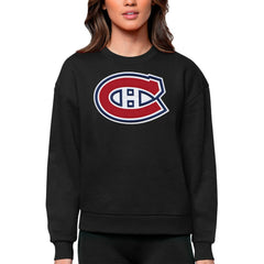 Montreal Canadiens Antigua Women's Team Logo Victory Crewneck Pullover Sweatshirt - NHL Sweatshirts