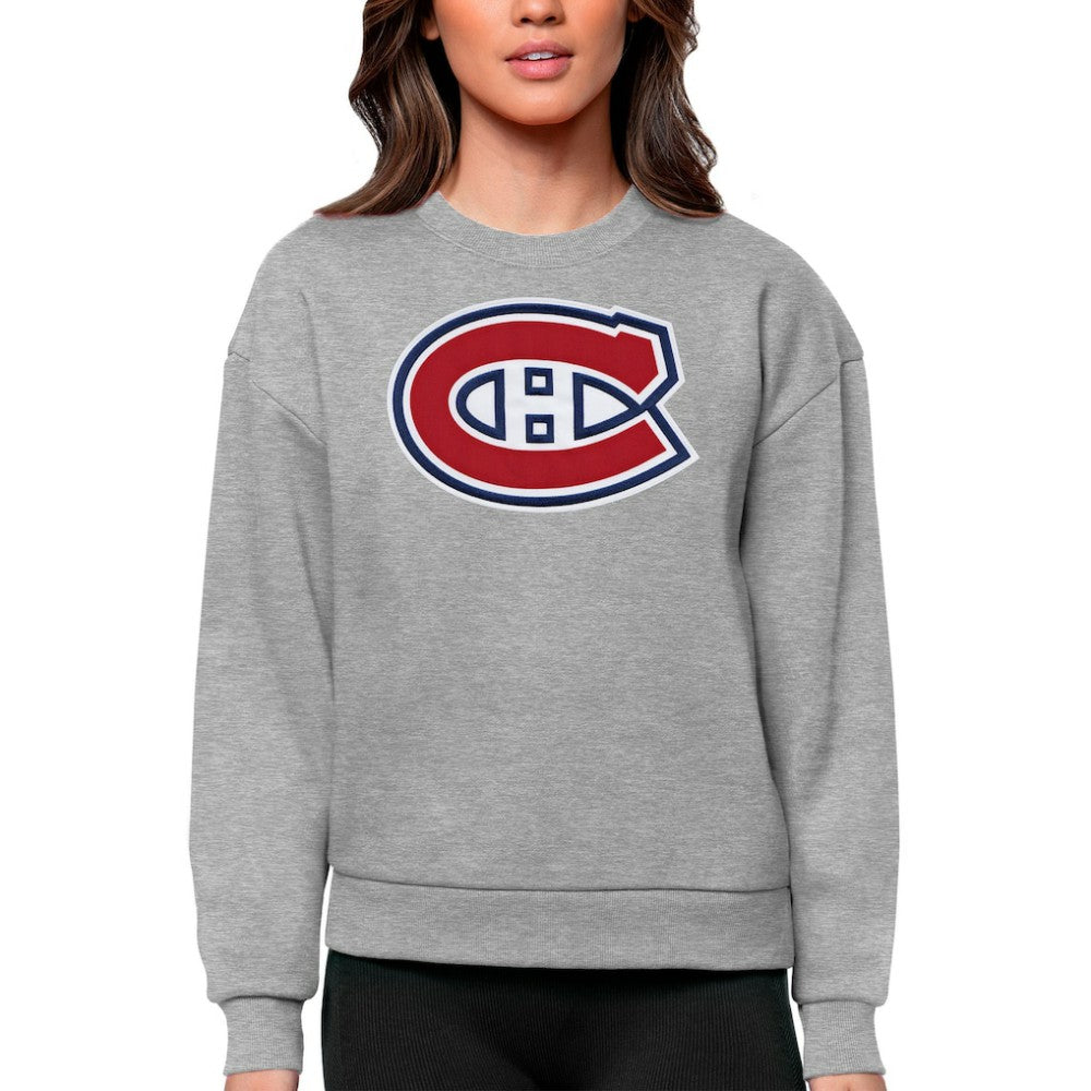 Montreal Canadiens Antigua Women's Team Logo Victory Crewneck Pullover Sweatshirt - NHL Sweatshirts