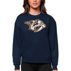 Nashville Predators Antigua Women's Team Logo Victory Crewneck Pullover Sweatshirt - NHL Sweatshirts