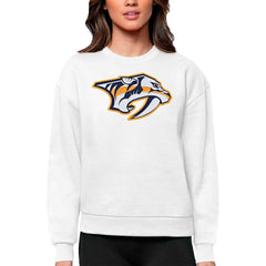 Nashville Predators Antigua Women's Team Logo Victory Crewneck Pullover Sweatshirt - NHL Sweatshirts