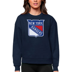 New York Rangers Antigua Women's Team Logo Victory Crewneck Pullover Sweatshirt - NHL Sweatshirts