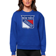 New York Rangers Antigua Women's Team Logo Victory Crewneck Pullover Sweatshirt - NHL Sweatshirts