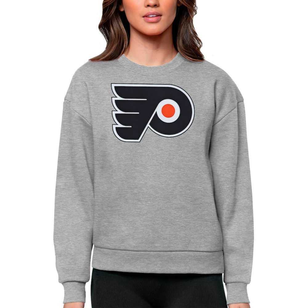 Philadelphia Flyers Antigua Women's Team Logo Victory Crewneck Pullover Sweatshirt - NHL Sweatshirts