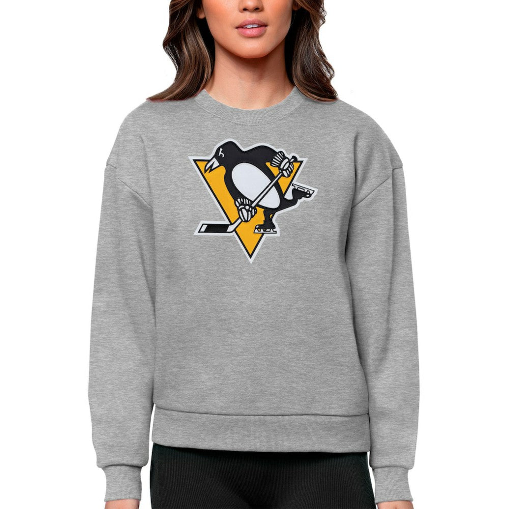 Pittsburgh Penguins Antigua Women's Team Logo Victory Crewneck Pullover Sweatshirt - NHL Sweatshirts
