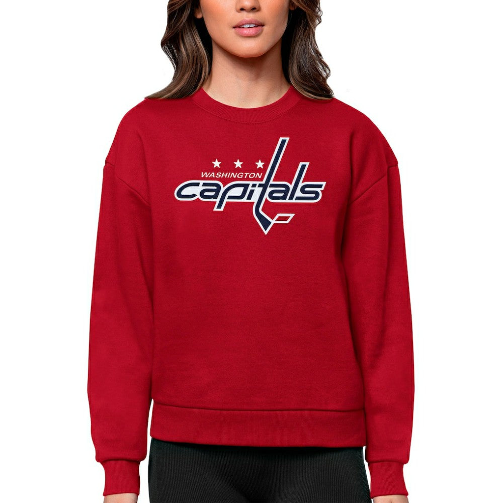 Washington Capitals Antigua Women's Team Logo Victory Crewneck Pullover Sweatshirt - NHL Sweatshirts