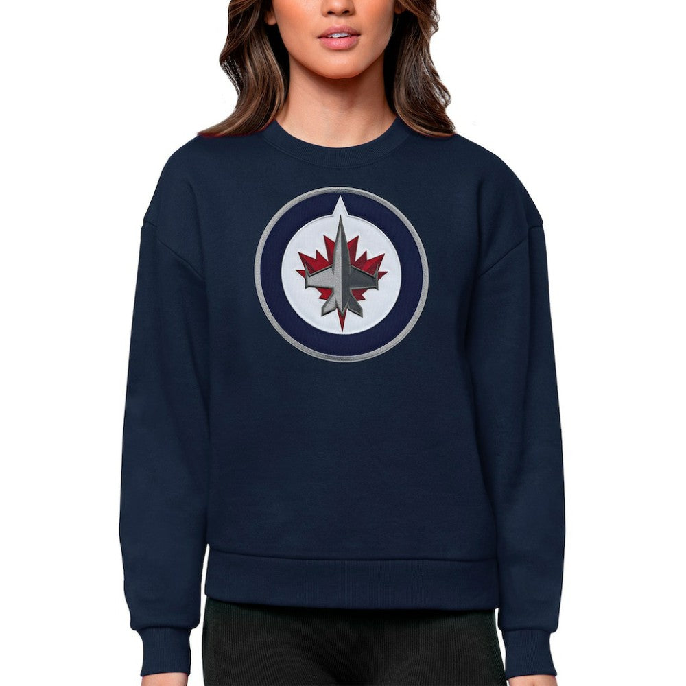 Winnipeg Jets Antigua Women's Team Logo Victory Crewneck Pullover Sweatshirt - NHL Sweatshirts