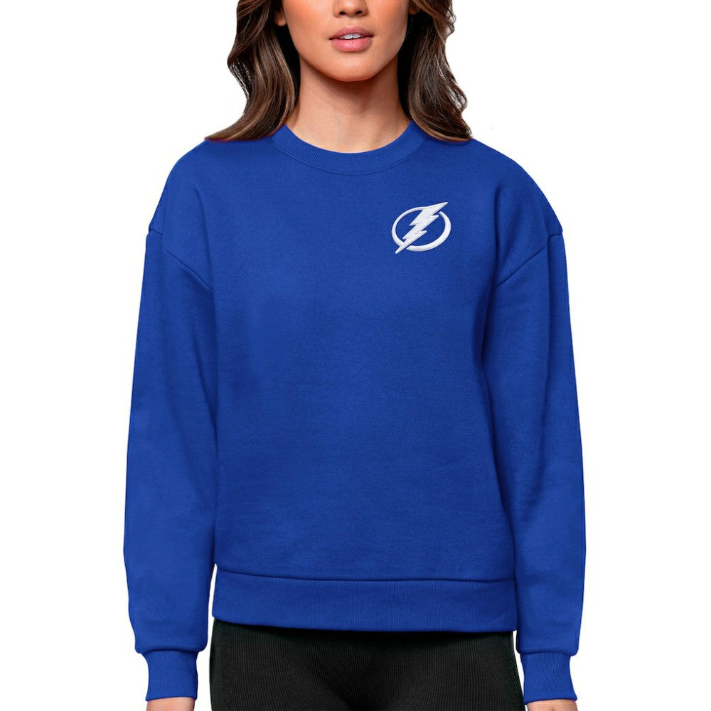 Tampa Bay Lightning Antigua Women's Victory Crewneck Pullover Sweatshirt - NHL Sweatshirts