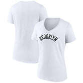 White Brooklyn Nets Women's Wordmark V-Neck T-Shirt | NBA