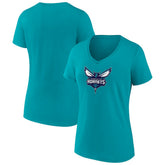 Aqua Charlotte Hornets Women's Logo V-Neck T-Shirt | NBA