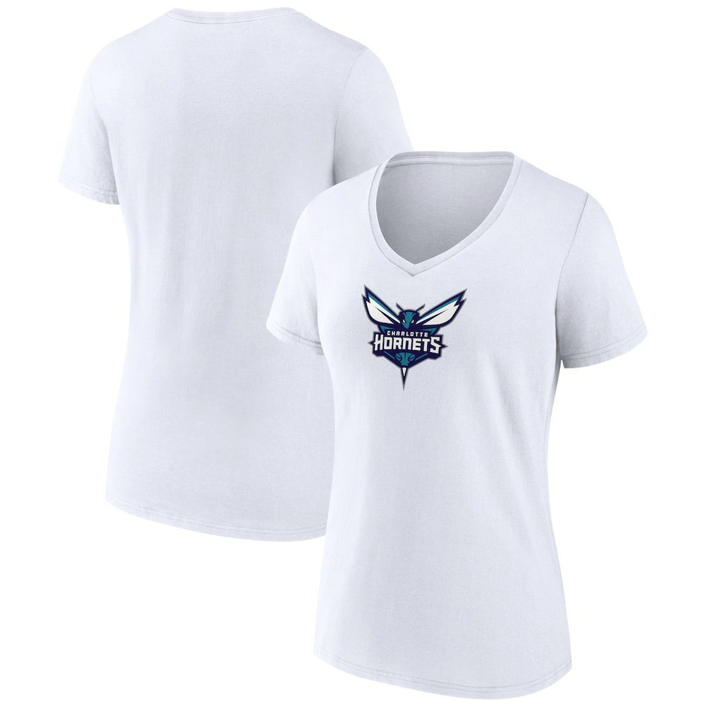 White Charlotte Hornets Women's Logo V-Neck T-Shirt | NBA