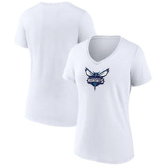 White Charlotte Hornets Women's Logo V-Neck T-Shirt | NBA