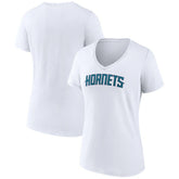 White Charlotte Hornets Women's Wordmark V-Neck T-Shirt | NBA