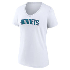 White Charlotte Hornets Women's Wordmark V-Neck T-Shirt | NBA