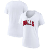 White Chicago Bulls Women's Wordmark V-Neck T-Shirt sale | NBA