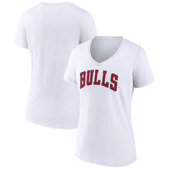 White Chicago Bulls Women's Wordmark V-Neck T-Shirt sale | NBA