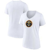 White Denver Nuggets Women's Logo V-Neck T-Shirt sale | NBA