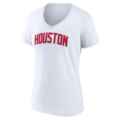 White Houston Rockets Women's Wordmark V-Neck T-Shirt | NBA