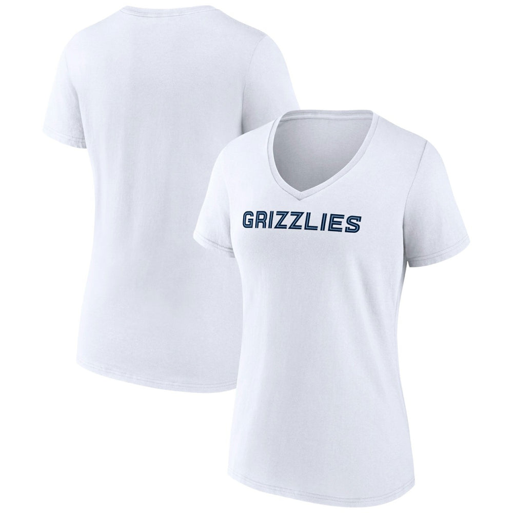 White Memphis Grizzlies Women's Wordmark V-Neck T-Shirt | NBA