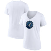 White Minnesota Timberwolves Women's Logo V-Neck T-Shirt | NBA