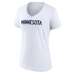 White Minnesota Timberwolves Women's Wordmark V-Neck T-Shirt | NBA