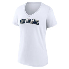White New Orleans Pelicans Women's Wordmark V-Neck T-Shirt | NBA