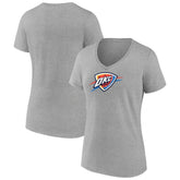 Gray Oklahoma City Thunder Women's Logo V-Neck T-Shirt | NBA