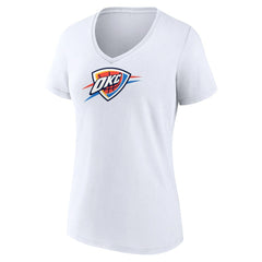 White Oklahoma City Thunder Women's Logo V-Neck T-Shirt | NBA