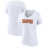 White Phoenix Suns Women's Wordmark V-Neck T-Shirt | NBA