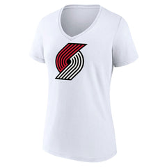 White Portland Trail Blazers Women's Logo V-Neck T-Shirt | NBA