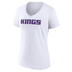 White Sacramento Kings Women's Wordmark V-Neck T-Shirt | NBA